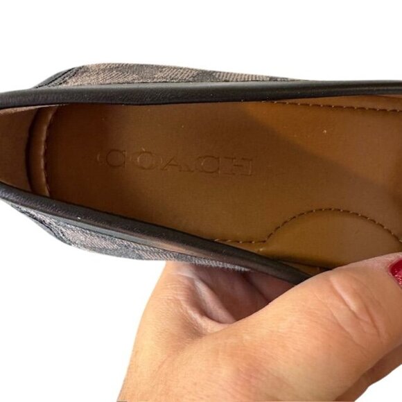 Coach Womens Signature Canvas Loafers Size 8.5 Black & Gray Slip-On Shoes - Picture 5 of 7